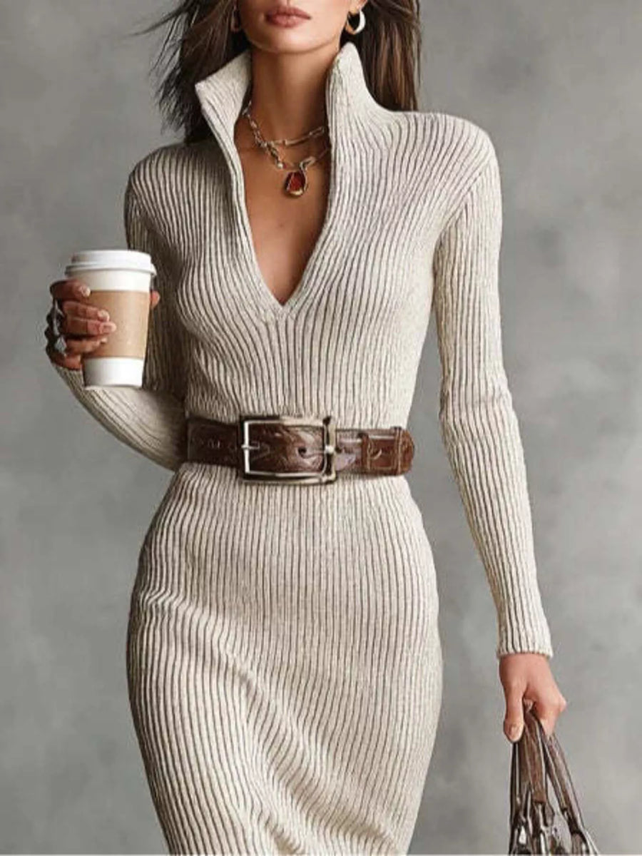 Vestido de punto Elena con escote en V