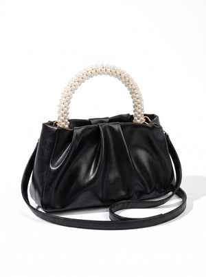 Pearl Handle Ruched Bag