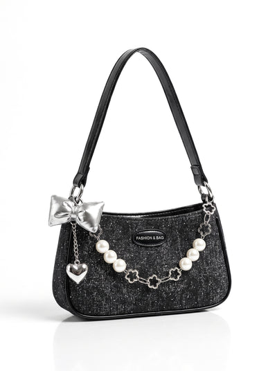 Bolso de noche con cadena de perlas