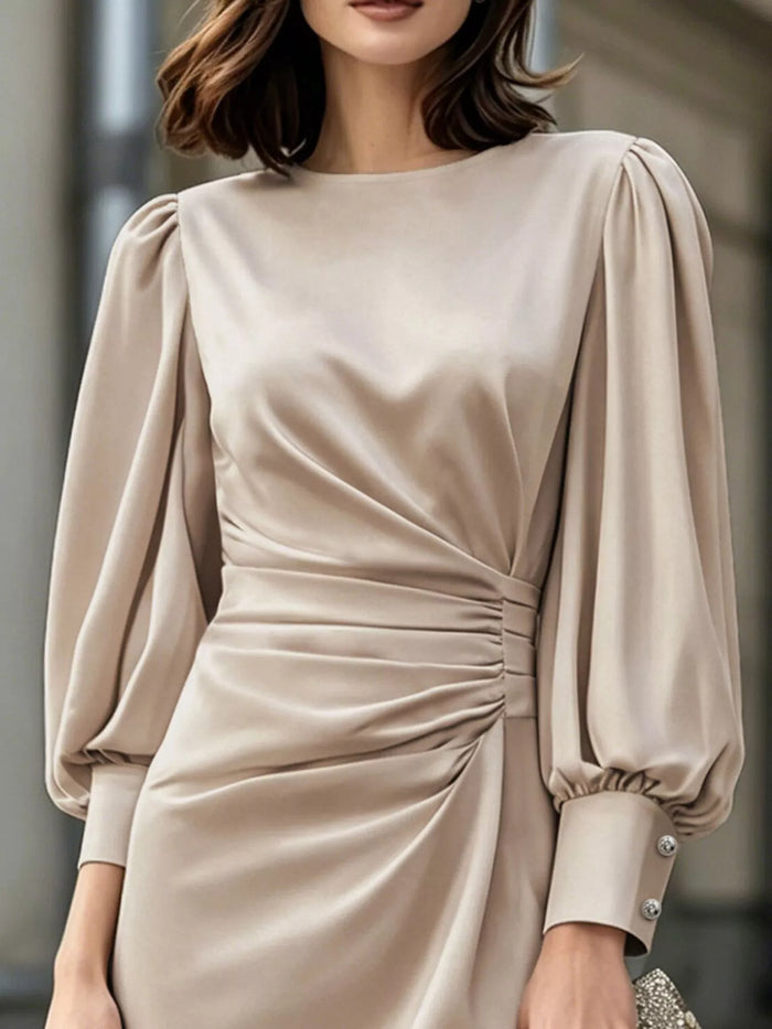 Vestido midi Valeria de satén fruncido