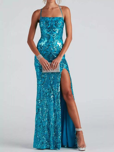 Vestido largo Estrella de lentejuelas con espalda abierta