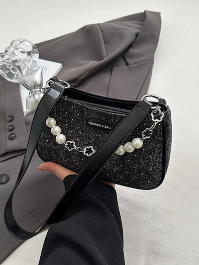 Bolso de noche con cadena de perlas