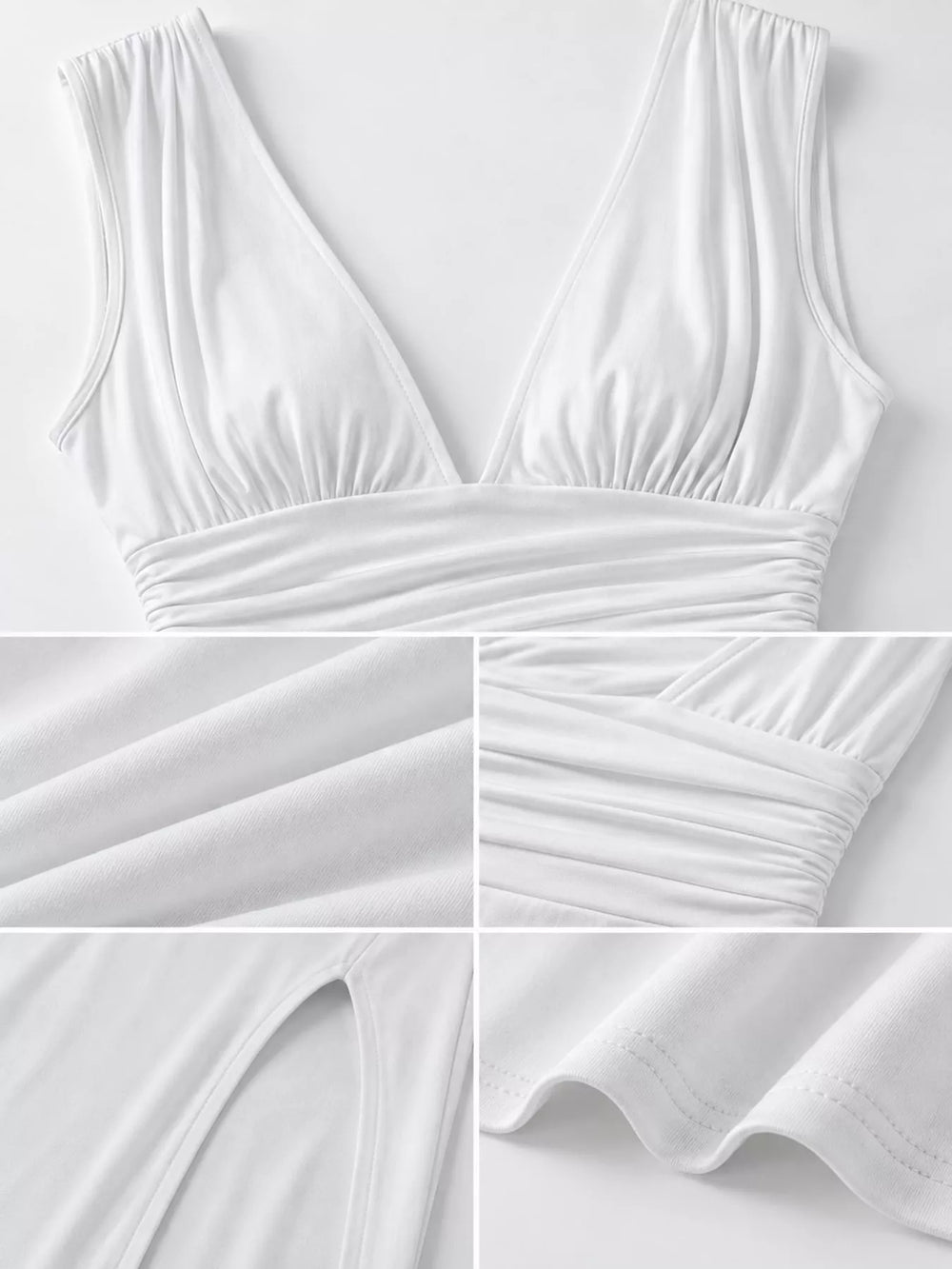 Vestido midi Selene fruncido con abertura