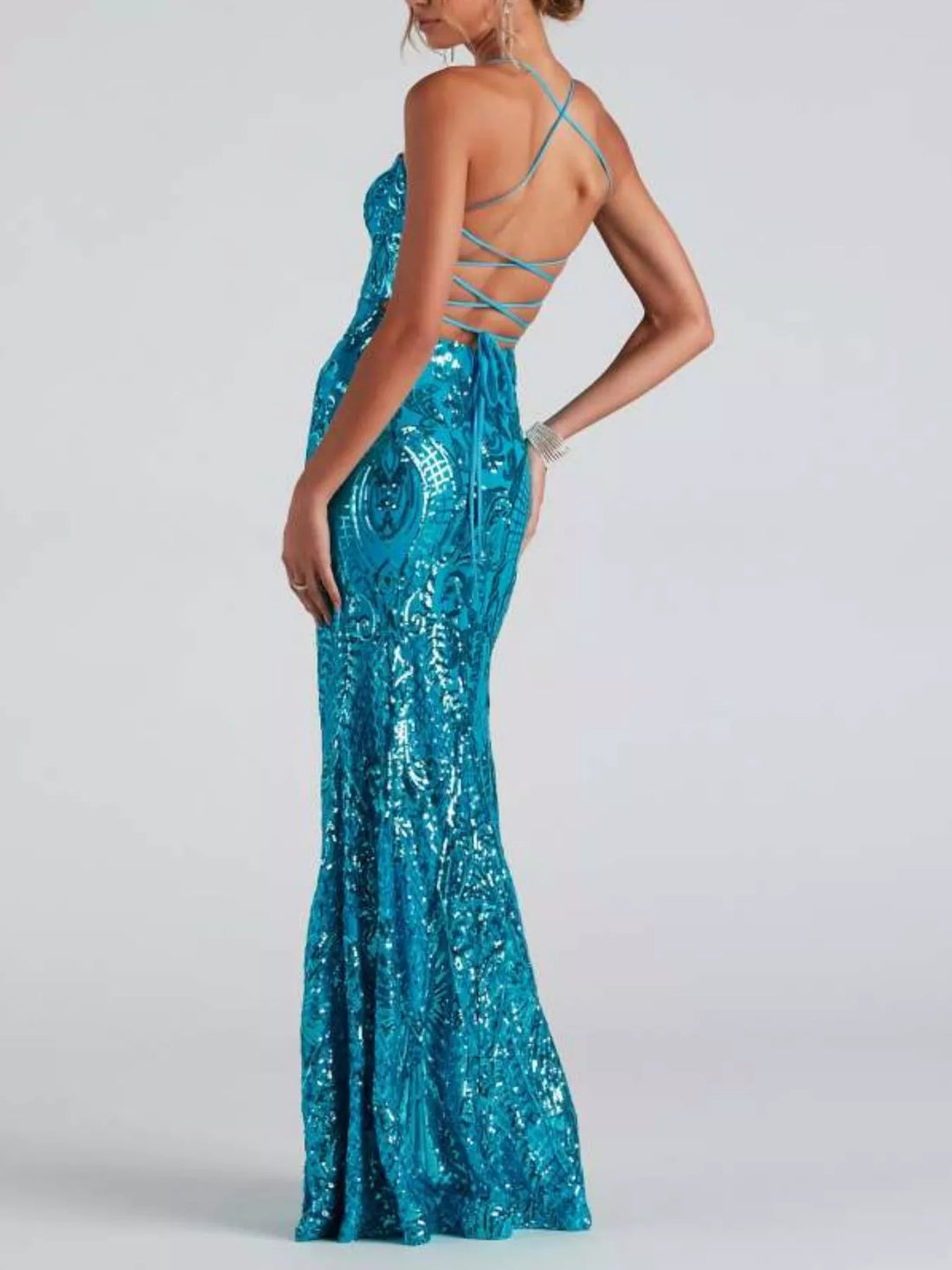 Vestido largo Estrella de lentejuelas con espalda abierta