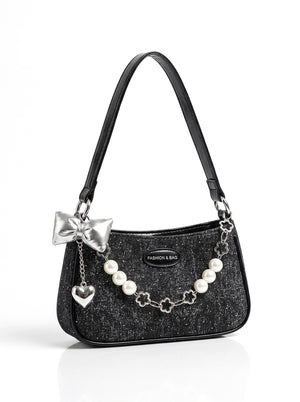 Bolso de noche con cadena de perlas